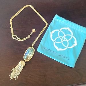 Kendra Scott Rayne Gold Long Pendant in Abalone Shell